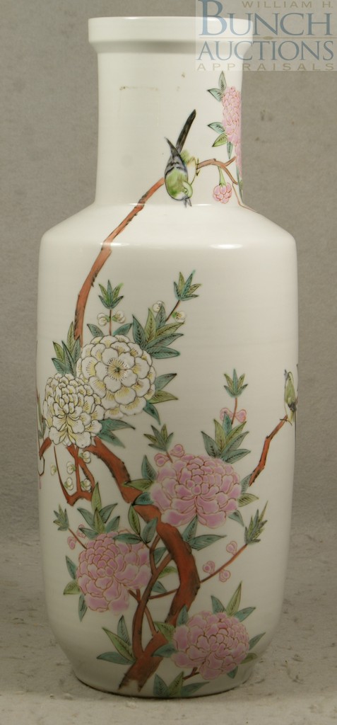 Appraisal: Japanese porcelain vase with pink white floral enameled decoration th