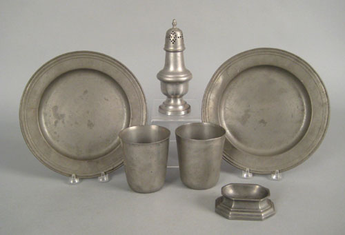 Appraisal: Two German pewter plates early th c each with a