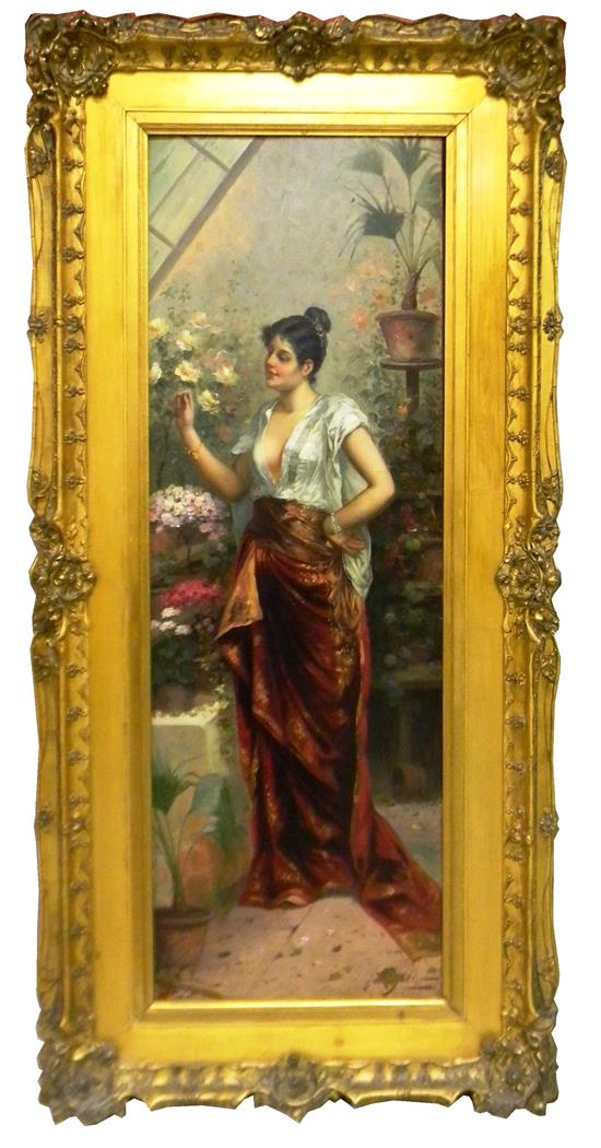 Appraisal: J R Goblet th C oil on board full-length portrait