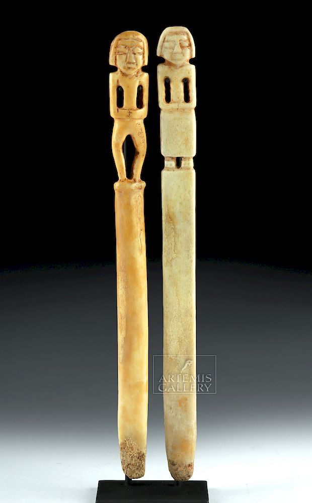 Appraisal: Lot of Tairona Carved Incised Bone Vomit Sticks Pre-Columbian Colombia