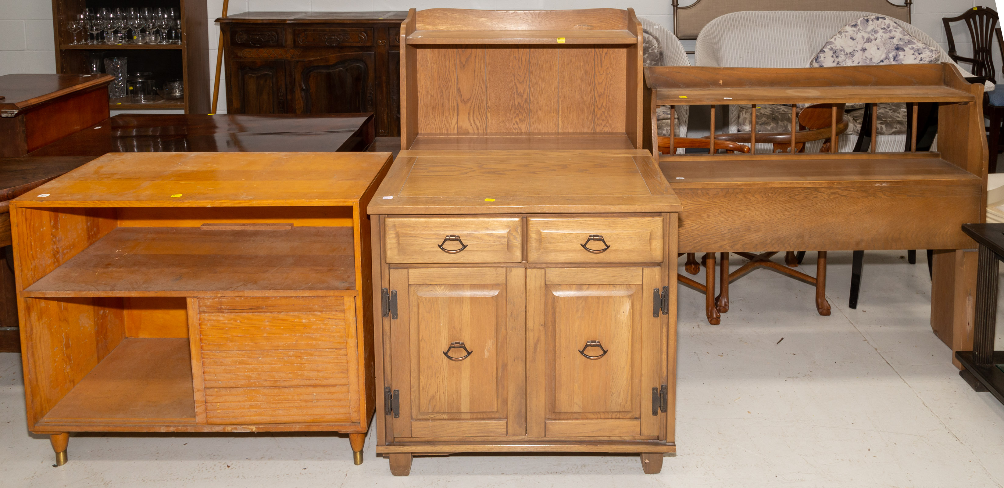 Appraisal: OAK HUTCH CUPBOARD PINE CABINET Comprising a s contemporary Vernacular