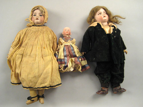 Appraisal: Three early bisque dolls