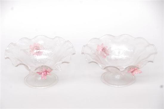 Appraisal: PAIR VENETIAN GLASS FOOTED COMPOTES D H each