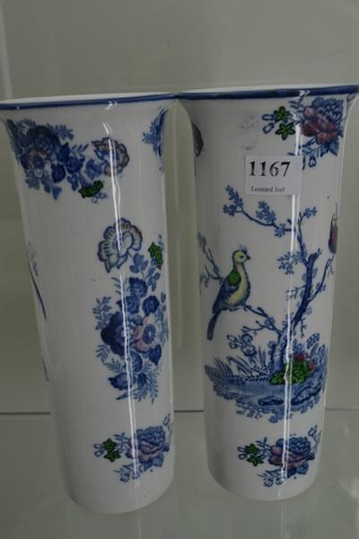 Appraisal: PAIR OF WOOD AND SONS TRANSFER PRINT 'ORIENTAL BIRDS' VASES