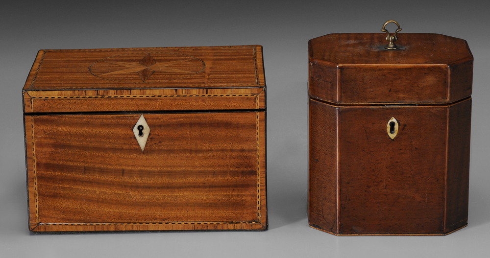 Appraisal: Two Georgian Inlaid Tea Boxes British th century one satinwood