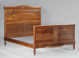 Appraisal: French Louis XVI Style Carved Walnut Double Bed e French