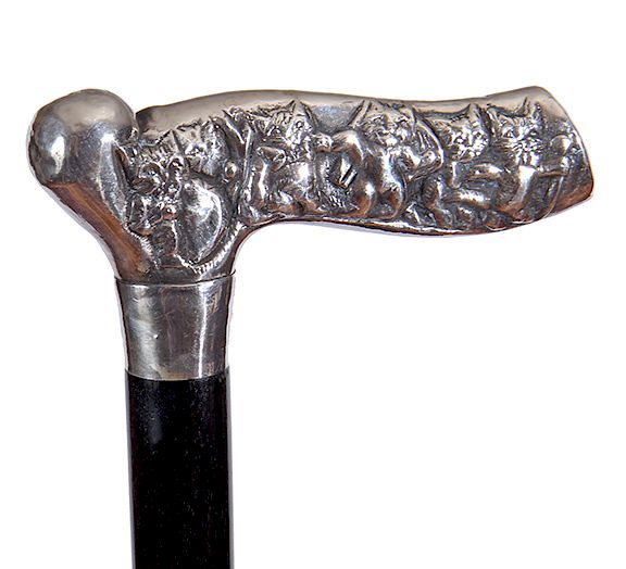 Appraisal: Cat Wedding Dress Cane Contemporary- A cast signed sterling handle