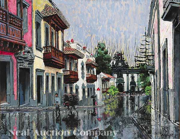 Appraisal: Arthur Stewart American Alabama b Street in Teror Gran Canaria