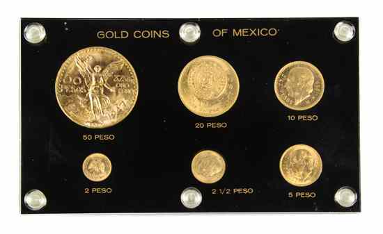 Appraisal: An Assembled Set of Mexican Uncirculated Gold Coins comprising Peso