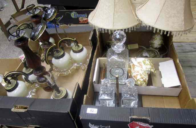 Appraisal: Two Trays comprising Two Ceiling Lamps Two Table Lamps and