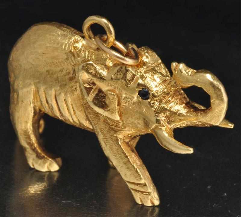 Appraisal: K Y Gold Elephant Pendant Charm Description With sapphire eyes