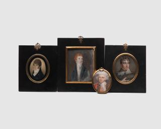 Appraisal: Four Framed Portrait Miniatures Four Framed Portrait Miniatures one signed