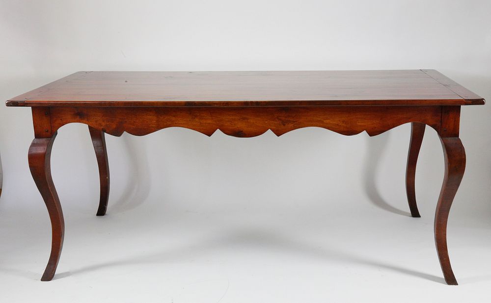 Appraisal: Contemporary French Fruitwood Dining Table with Breadboard End Top Contemporary