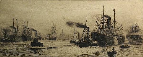 Appraisal: William L Wyllie The Clyde at Govan Etching and drypoint