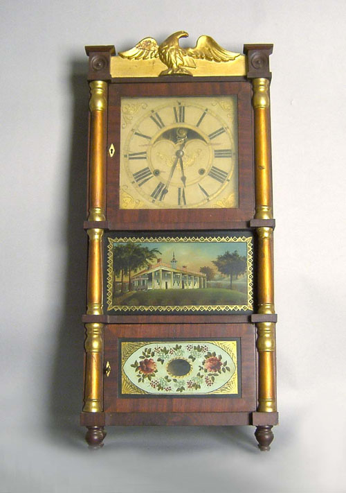 Appraisal: Rare late Federal triple decker mantle clock by Dyer Wadsworth