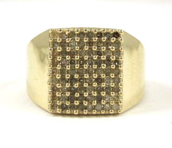 Appraisal: MAN'S DIAMOND AND TEN KARAT GOLD RING set with round-cut