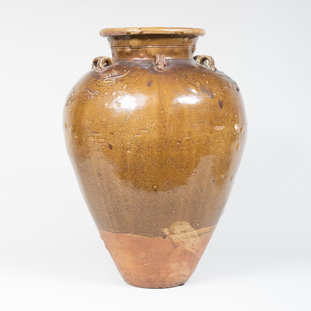 Appraisal: Large Thai Earthenware Brown Glazed Jar x in diam Condition