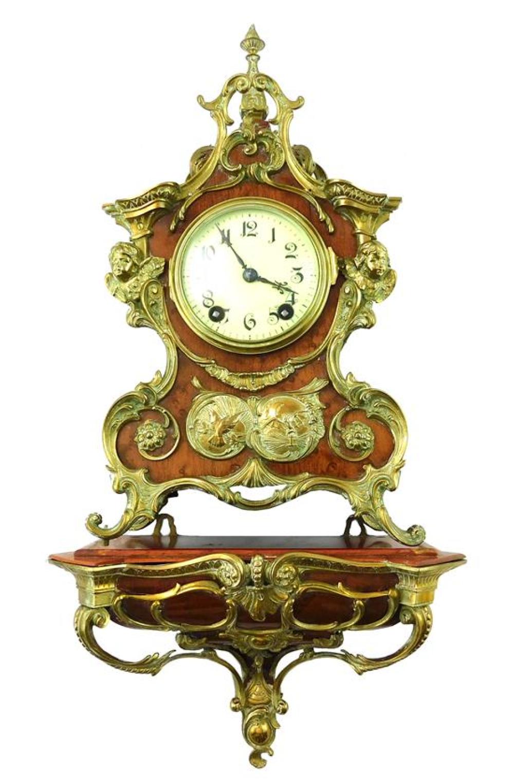 Appraisal: CLOCK Louis XV style burl and gilt mounted bracket clock