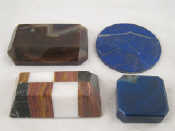 Appraisal: Three hardstone paperweights and a lapis lazuli coaster