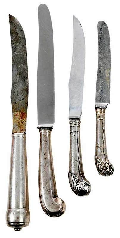 Appraisal: English Silver Knives th th century all hollow handles most