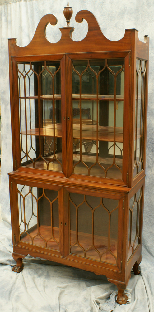 Appraisal: part carved mahogany Chippendale style crystal cabinet with mirrored back