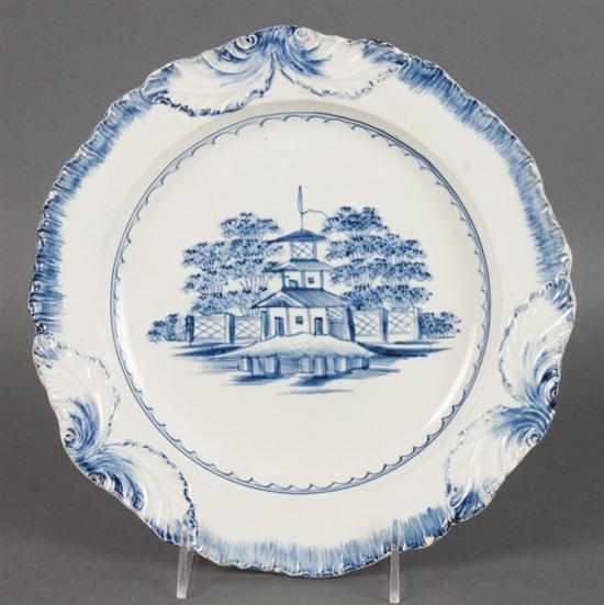 Appraisal: Staffordshire pearlware plate probably Leeds circa blue and white chinoiserie