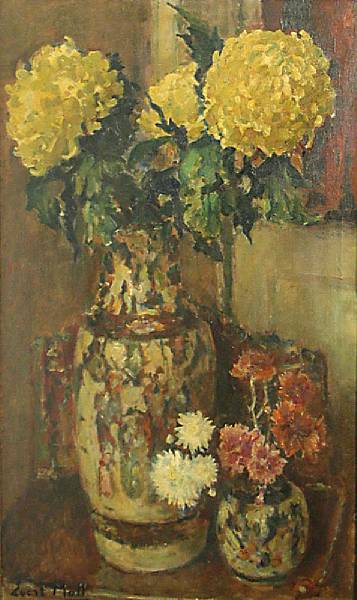 Appraisal: Evert Moll Dutch - A still life with chrysanthemums in