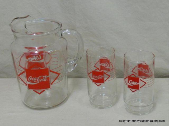 Appraisal: Coca-Cola Vintage Style Pitcher Glass Set - Includes matching oz