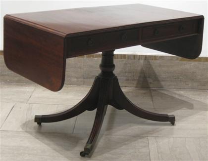 Appraisal: Mahogany drop leaf pedestal sofa table H in W in