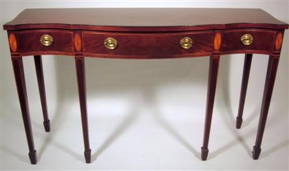 Appraisal: George III style mahogany and satinwood inlaid serving tableThe serpentine