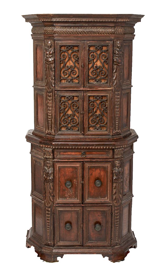 Appraisal: th th C Italian Carved Beechwood Cabinet th th century