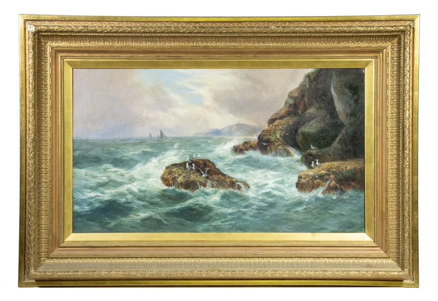 Appraisal: LATE TH C MONUMENTAL SEASCAPE SIGNED H MCDONALD Storm Approaching