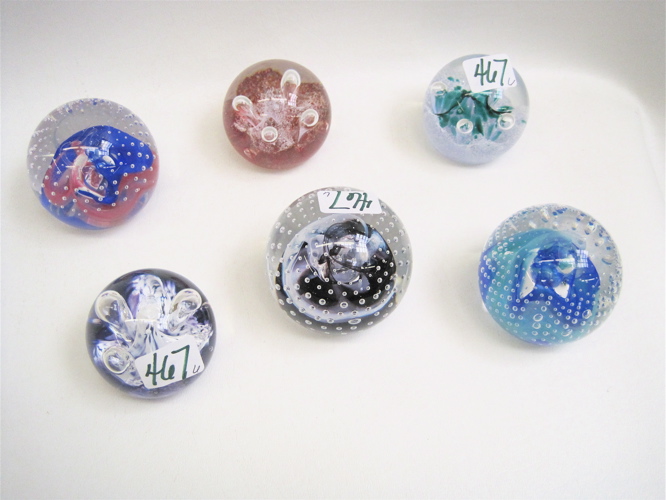 Appraisal: SIX CAITHNESS SCOTLAND ART GLASS PAPERWEIGHTS hand crafted Collectors Society