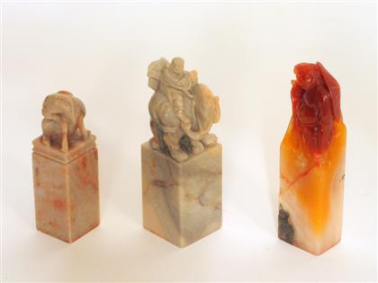 Appraisal: Three Chinese stone seals th century and later All of