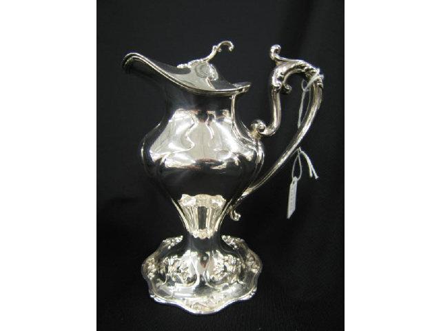 Appraisal: Victorian Silverplate Syrup Pitcher by Derby Art Nouveau floral pedestal