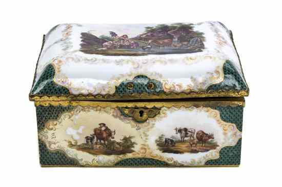 Appraisal: A Meissen Porcelain Gilt Metal Mounted Table Casket of rectangular