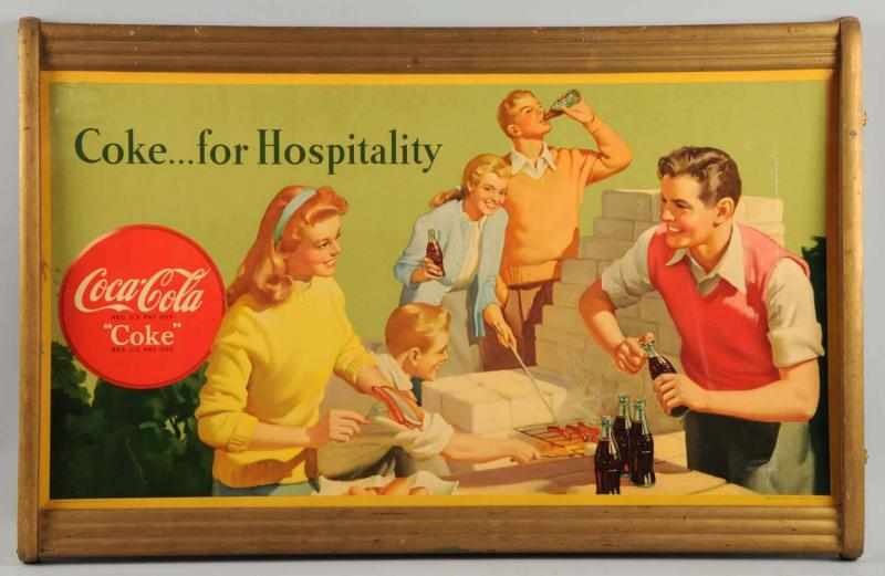 Appraisal: Coca-Cola Small Poster Gold Frame Minor upper corner delamination with