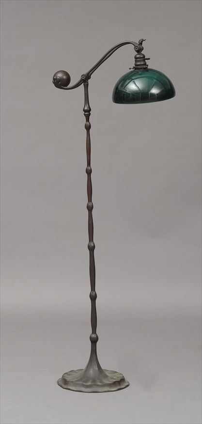 Appraisal: TIFFANY STUDIOS STYLE BRONZE COUNTER BALANCE FLOOR LAMP Fitted with