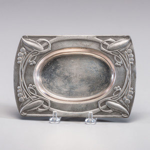 Appraisal: A Liberty Co Tudric Pewter Butter Dish English Early th