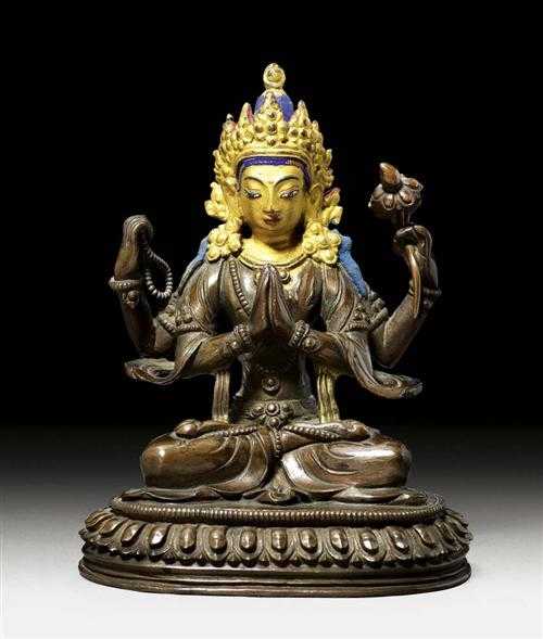 Appraisal: SHADAKSHARI AVALOKITESHVARA Tibet th century H cm Copper alloy with