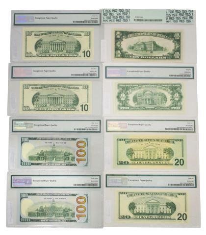 Appraisal: Federal Reserve notes Series consecutive serial numbers PMG graded EPQ