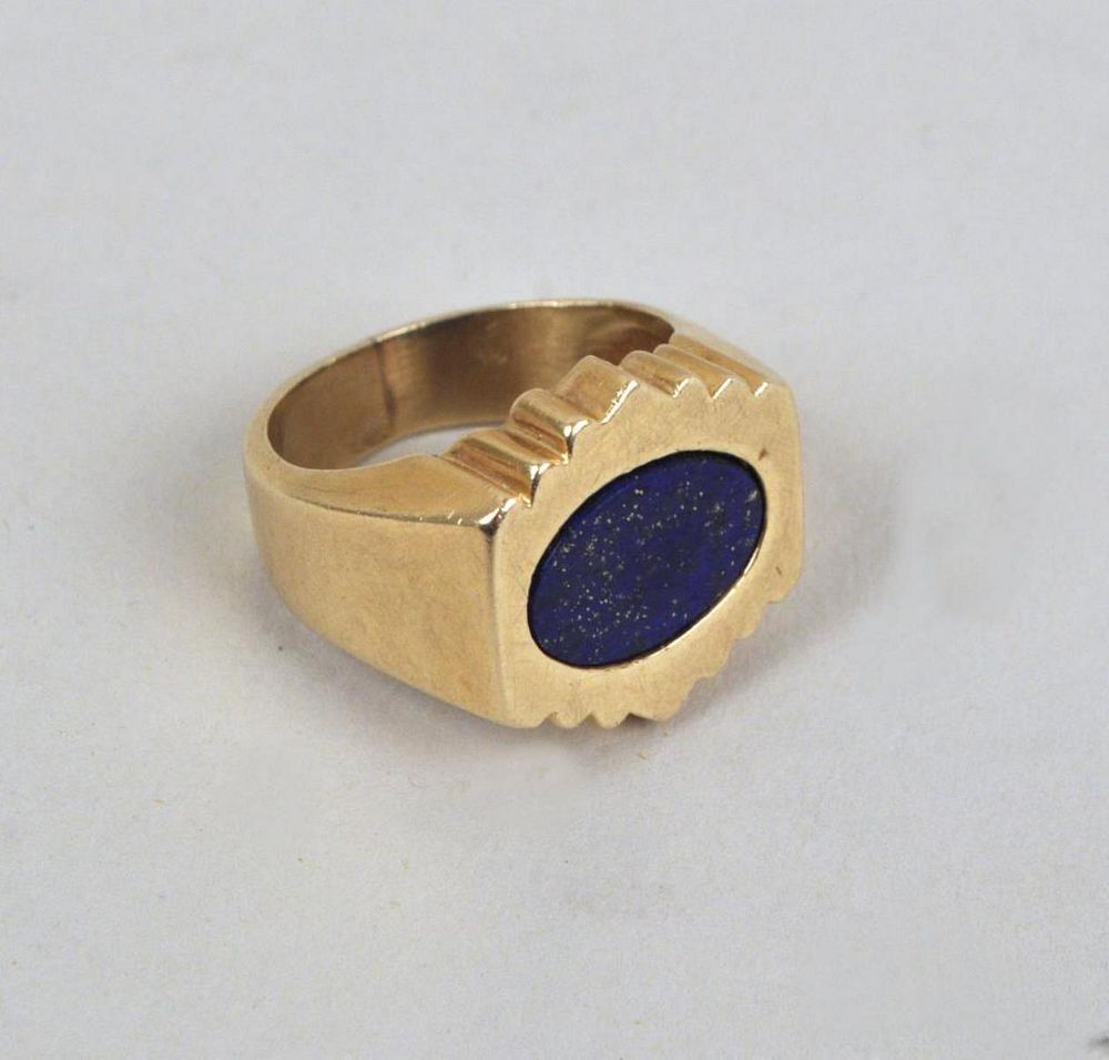 Appraisal: K Gold Lapis Men's Ring marked K Approximate size Gross