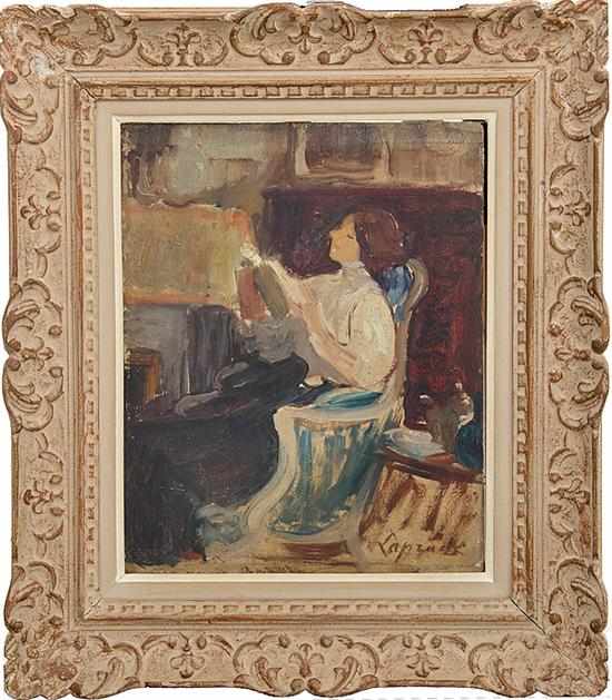 Appraisal: Pierre Laprade French - PORTRAIT DE FEMME SUR CHAISE oil