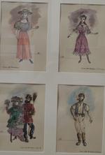 Appraisal: KENNETH ROWELL FOUR COSTUME DESIGNS WATERCOLOUR FOUR FRAMED ALL TOGETHER