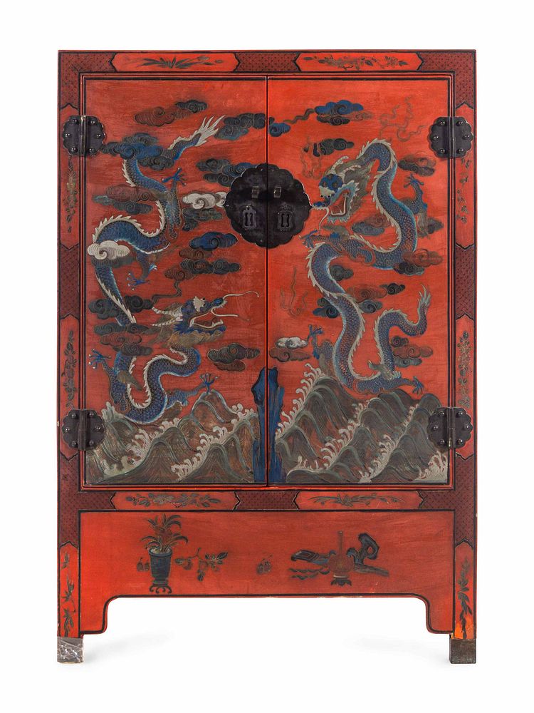 Appraisal: A Chinese Export Lacquer Cabinet A Chinese Export Lacquer Cabinet