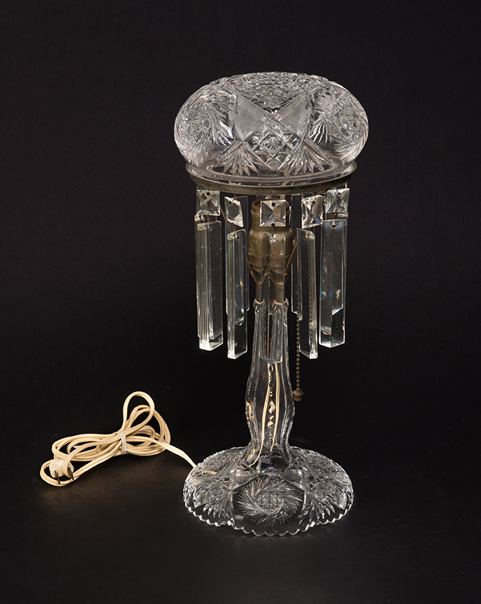 Appraisal: MUSHROOM-SHAPED CUT GLASS LAMP American st quarter- th century Hobb