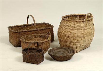 Appraisal: Five Assorted Woven Baskets Largest x in