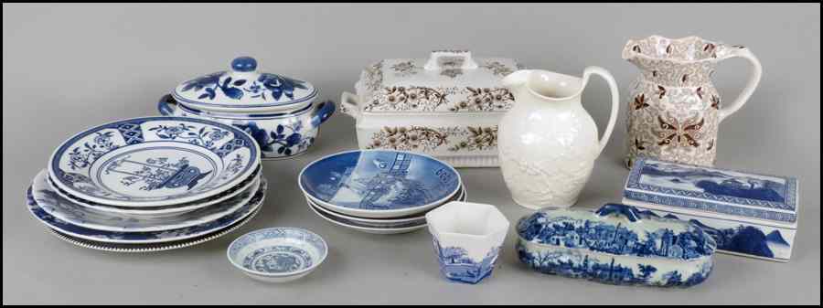 Appraisal: COLLECTION OF BLUE AND WHITE PORCELAIN TABLE ITEMS Comprised of