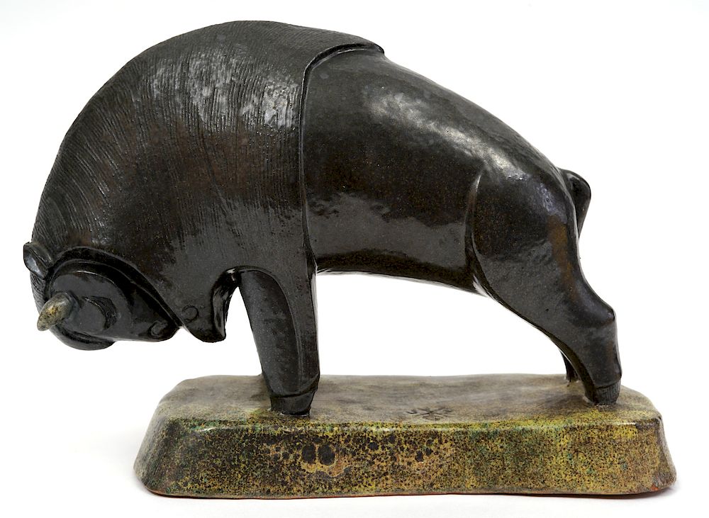 Appraisal: Jarko Zavi Ceramic Bull Sculpture Signed Jarko Zavi ceramic bull