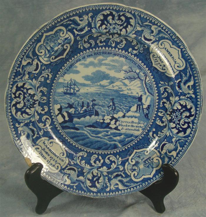 Appraisal: Staffordshire historical blue transfer plate Landing of the Fathers Plymouth